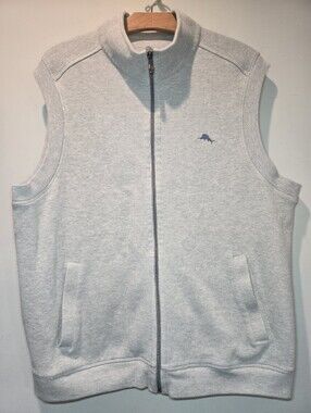 Tommy Bahama Sweater Vest Sleeveless Ribbed Gray Men's Large Classic Fit Casual